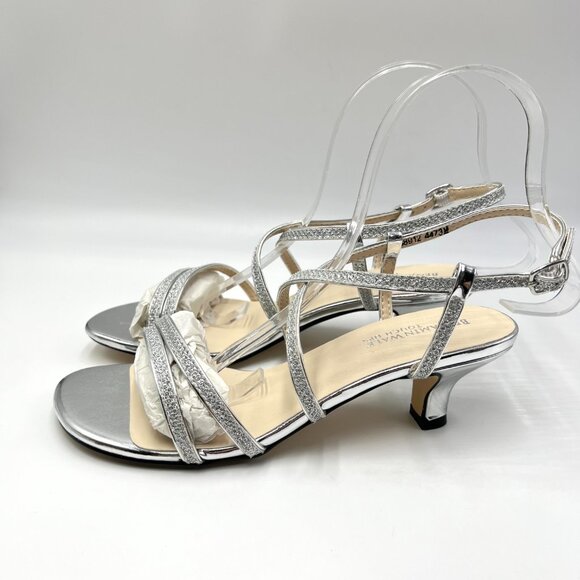 Touch Ups Womens‎ 7M Maisie Silver Low Kitten Heels Dress Sandals Shoes 4473M - Picture 5 of 13